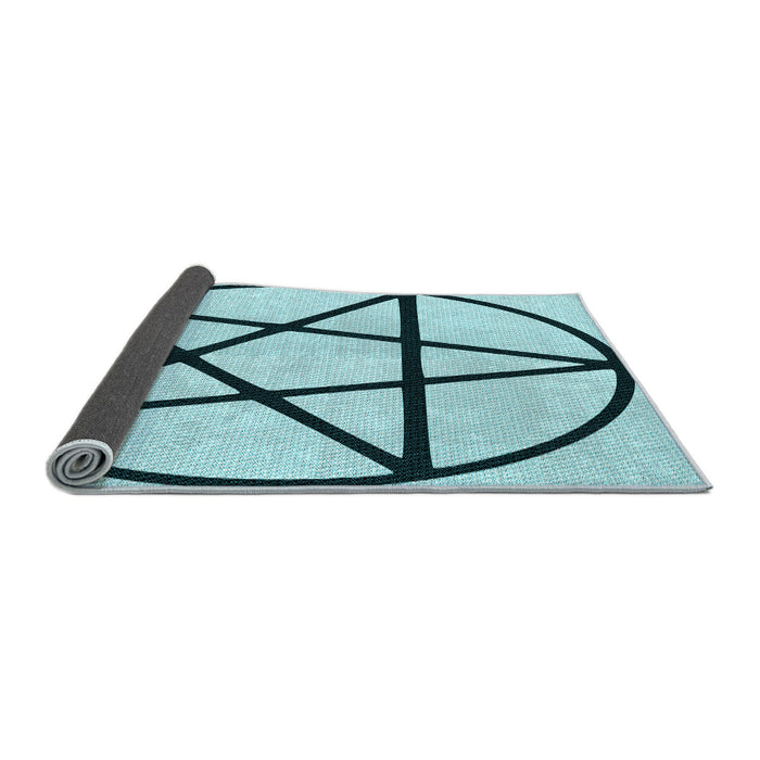 Thickness of Patterned Deep-Sea Green Rug, pat3312lblu