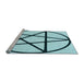 Sideview of Machine Washable Transitional Deep-Sea Green Rug, wshpat3312lblu