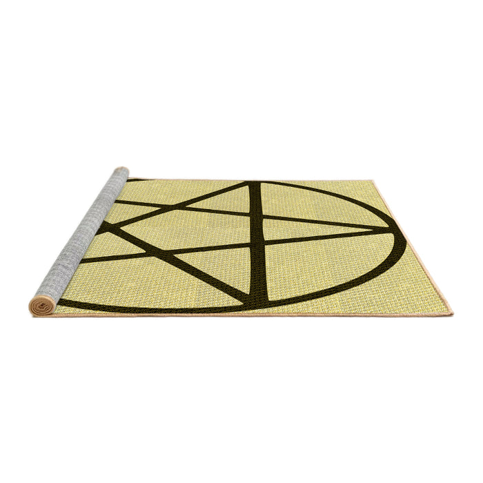 Sideview of Machine Washable Transitional Sun Yellow Rug, wshpat3312yw