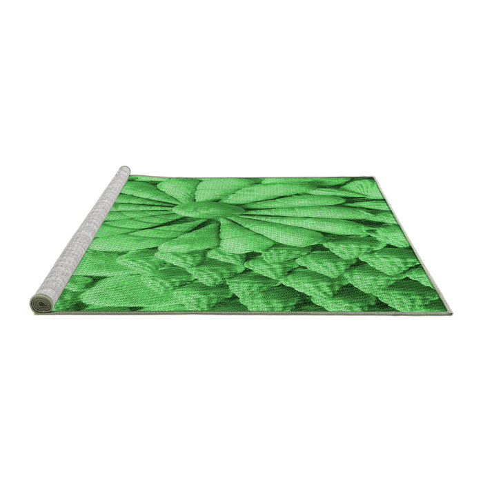 Sideview of Machine Washable Transitional Neon Green Rug, wshpat3313grn