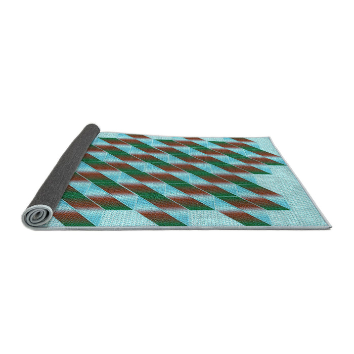Thickness of Patterned Dark Olive Green Rug, pat3314lblu