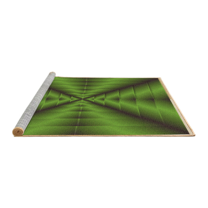 Sideview of Machine Washable Transitional Army Green Rug, wshpat3315brn