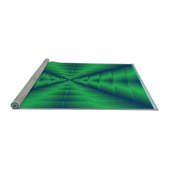 Sideview of Machine Washable Transitional Spring Green Rug, wshpat3315lblu