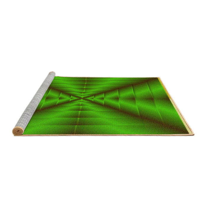 Sideview of Machine Washable Transitional Green Rug, wshpat3315yw