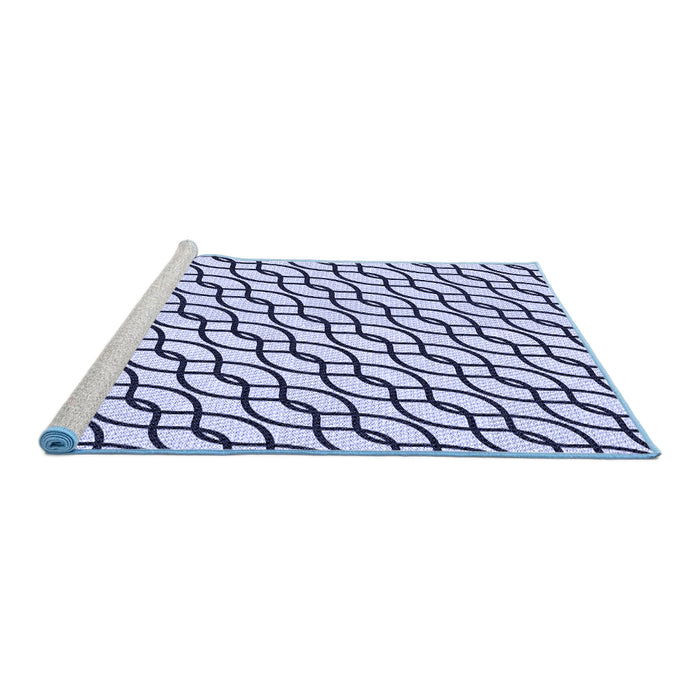 Sideview of Machine Washable Transitional Lavender Blue Rug, wshpat3317blu