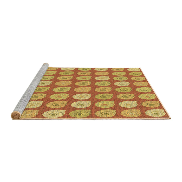 Sideview of Machine Washable Transitional Orange Red Orange Rug, wshpat3319brn