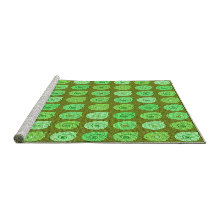Sideview of Machine Washable Transitional Emerald Green Rug, wshpat3319grn
