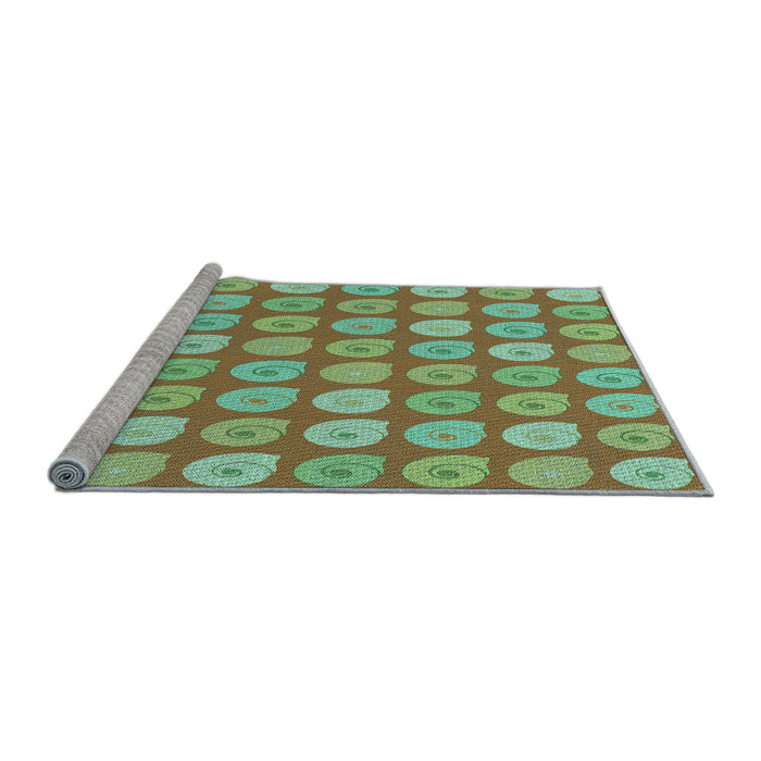 Sideview of Machine Washable Transitional Green Rug, wshpat3319lblu