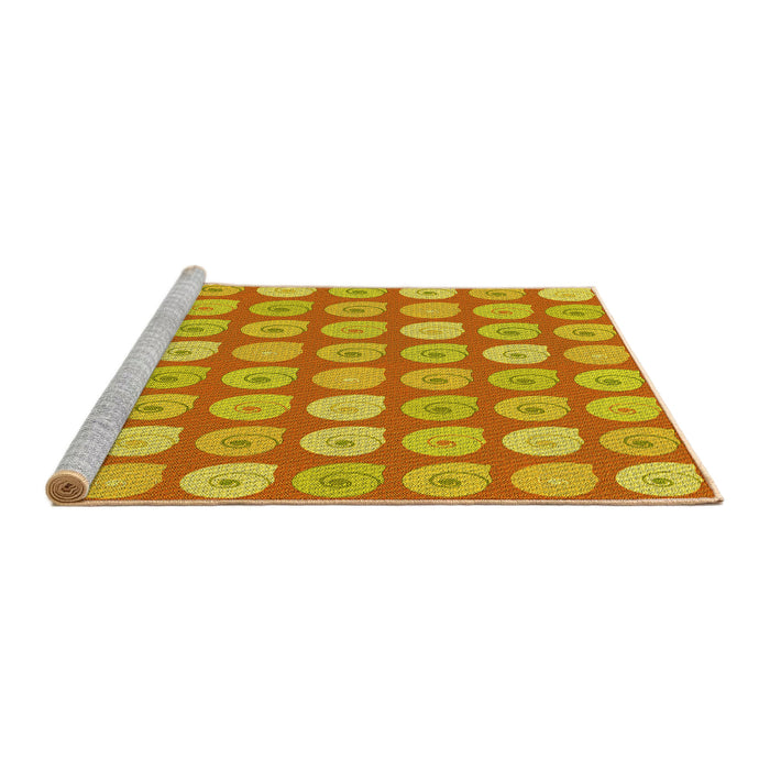 Sideview of Machine Washable Transitional Orange Red Orange Rug, wshpat3319yw