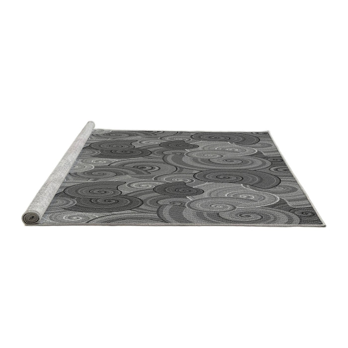 Sideview of Machine Washable Transitional Grey Gray Rug, wshpat3320gry