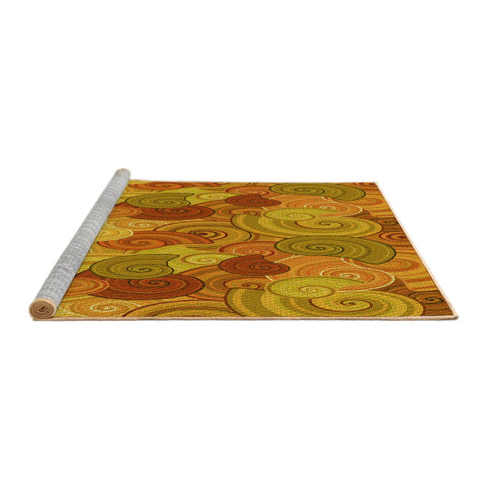 Sideview of Machine Washable Transitional Mahogany Brown Rug, wshpat3320yw