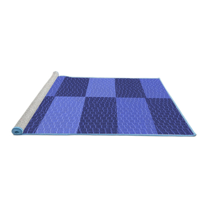 Sideview of Machine Washable Transitional Blue Rug, wshpat3321blu