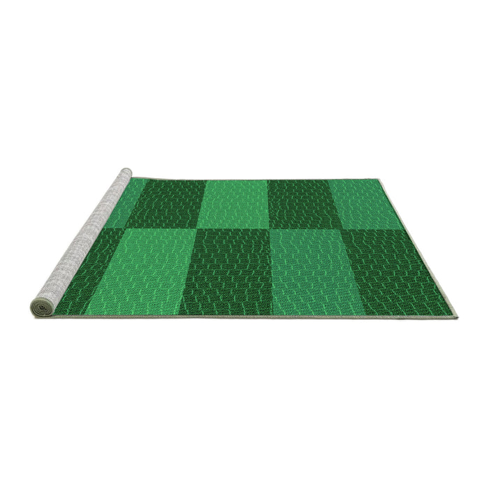 Sideview of Machine Washable Transitional Deep Emerald Green Rug, wshpat3321grn