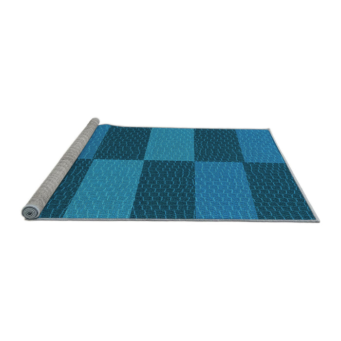 Sideview of Machine Washable Transitional Blueberry Blue Rug, wshpat3321lblu
