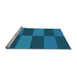 Sideview of Machine Washable Transitional Blueberry Blue Rug, wshpat3321lblu