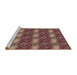 Sideview of Machine Washable Transitional Brown Red Rug, wshpat3323brn