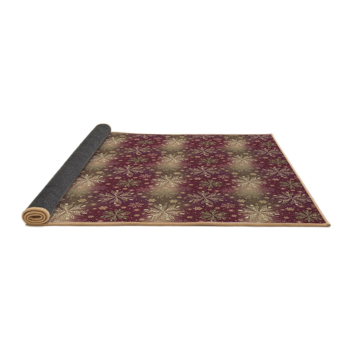 Thickness of Patterned Brown Red Rug, pat3323brn