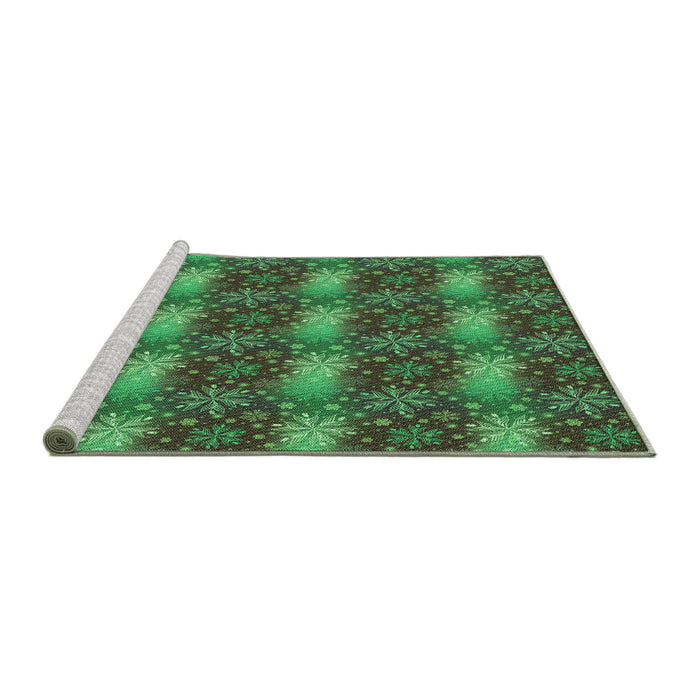 Sideview of Machine Washable Transitional Army Green Rug, wshpat3323grn