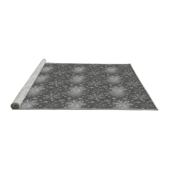 Sideview of Machine Washable Transitional Gunmetal Gray Rug, wshpat3323gry