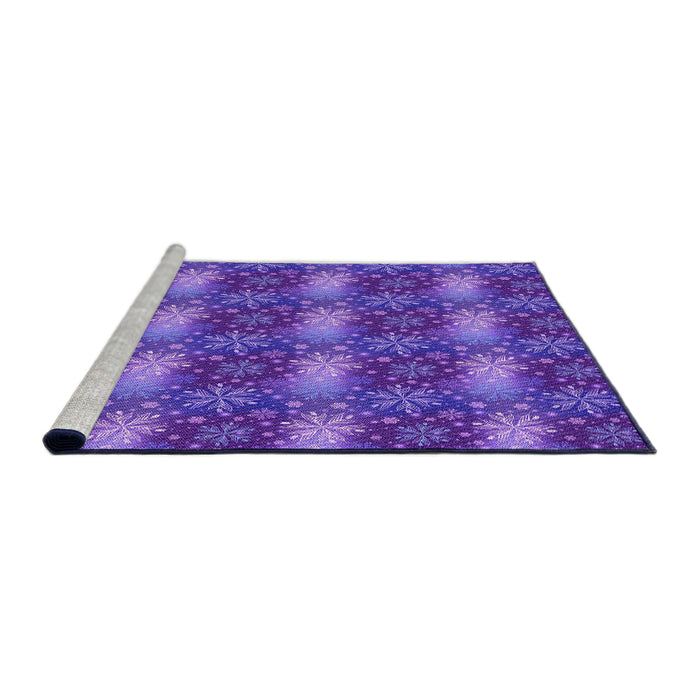 Sideview of Machine Washable Transitional Purple Daffodil Purple Rug, wshpat3323pur