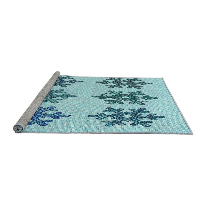 Sideview of Machine Washable Transitional Blue Ivy Blue Rug, wshpat3324lblu