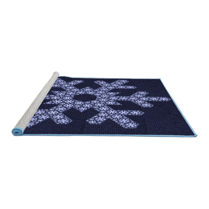 Sideview of Machine Washable Transitional Black Rug, wshpat3325blu