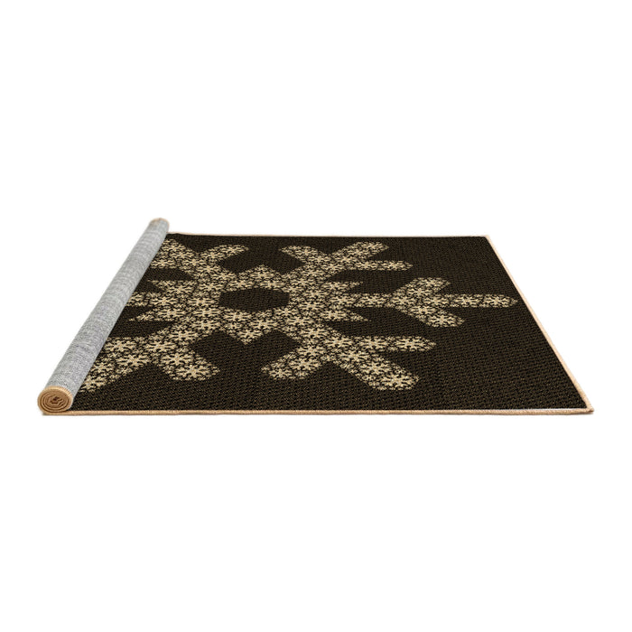 Sideview of Machine Washable Transitional Black Rug, wshpat3325brn