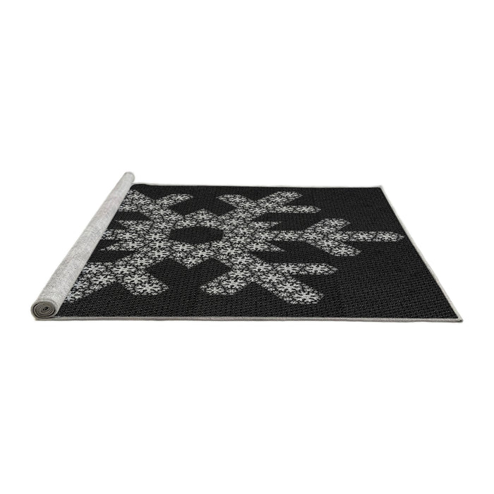 Sideview of Machine Washable Transitional Black Rug, wshpat3325gry
