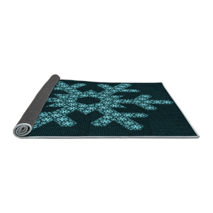 Thickness of Patterned Dark Cyan Green Rug, pat3325lblu