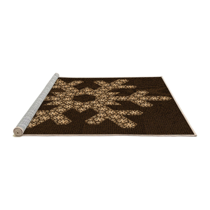 Sideview of Machine Washable Transitional Sienna Brown Rug, wshpat3325org