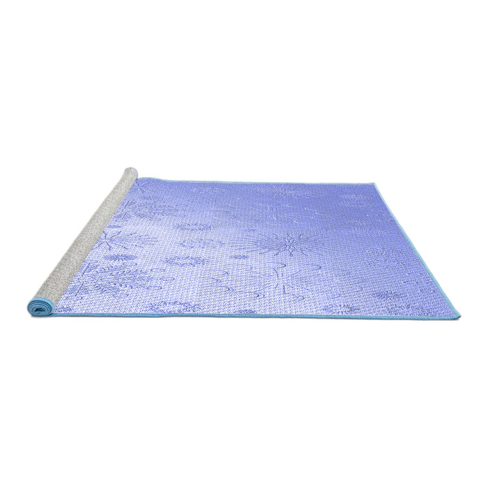 Sideview of Machine Washable Transitional Sky Blue Rug, wshpat3326blu