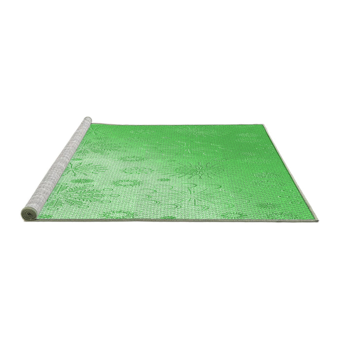 Sideview of Machine Washable Transitional Green Rug, wshpat3326grn