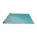 Sideview of Machine Washable Transitional Bright Turquoise Blue Rug, wshpat3326lblu