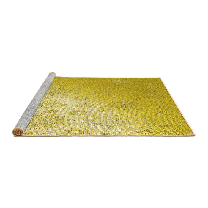 Sideview of Machine Washable Transitional Bold Yellow Rug, wshpat3326yw