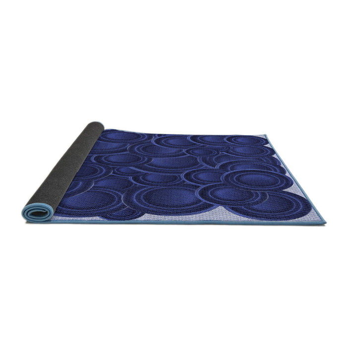 Thickness of Patterned Denim Dark Blue Rug, pat3328blu