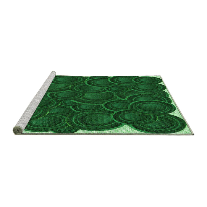Sideview of Machine Washable Transitional Deep Emerald Green Rug, wshpat3328grn