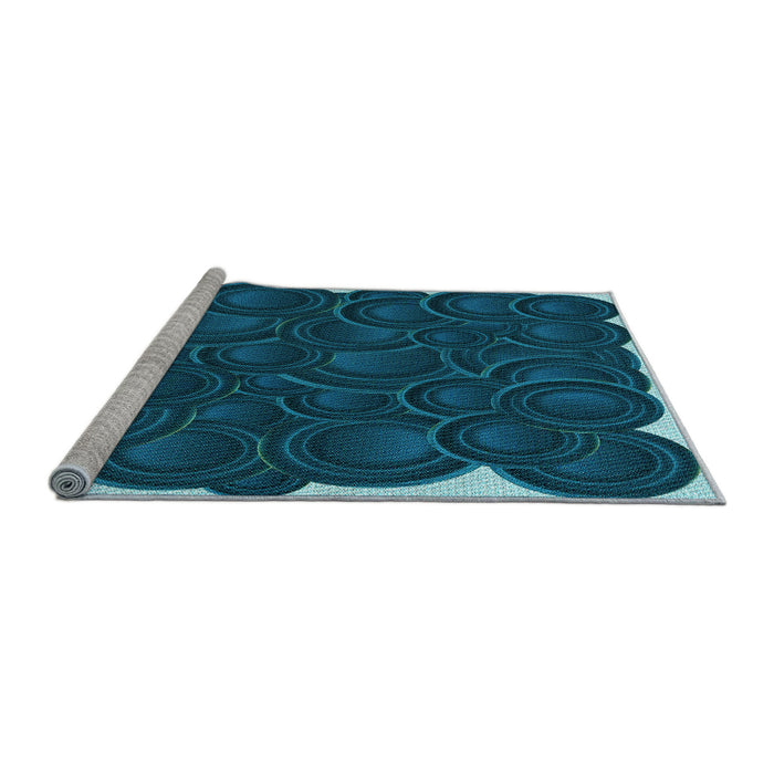 Sideview of Machine Washable Transitional Blue Ivy Blue Rug, wshpat3328lblu