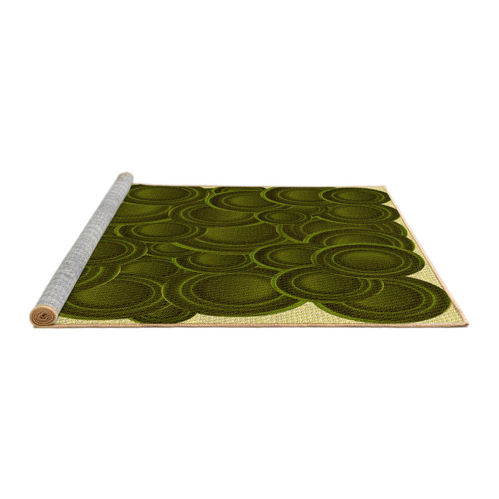 Sideview of Machine Washable Transitional Dark Yellow Green Rug, wshpat3328yw