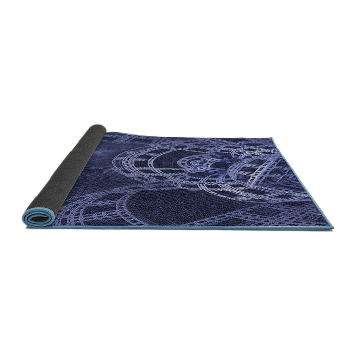 Thickness of Patterned Midnight Blue Rug, pat3329blu