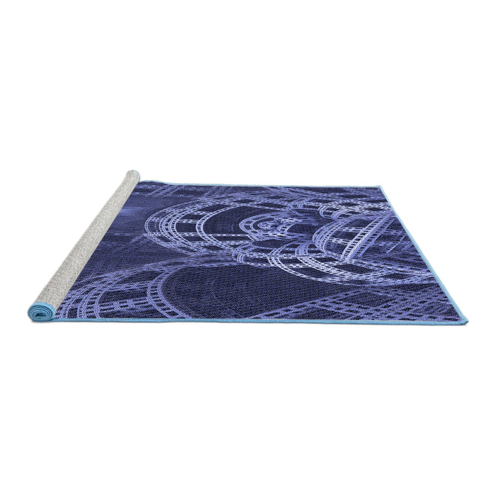 Sideview of Machine Washable Transitional Midnight Blue Rug, wshpat3329blu