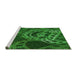 Sideview of Machine Washable Transitional Deep Emerald Green Rug, wshpat3329grn