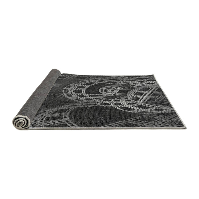 Thickness of Patterned Charcoal Black Rug, pat3329gry