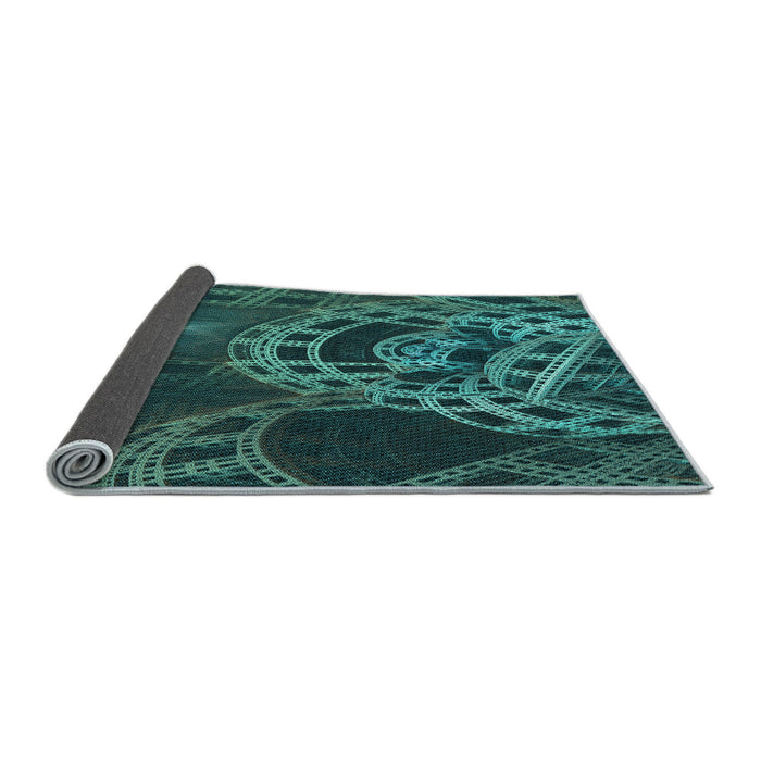Thickness of Patterned Deep Teal Green Rug, pat3329lblu