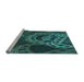 Sideview of Machine Washable Transitional Deep Teal Green Rug, wshpat3329lblu