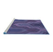 Sideview of Machine Washable Transitional Slate Blue Rug, wshpat333blu