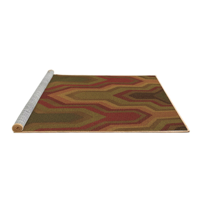 Sideview of Machine Washable Transitional Saffron Red Rug, wshpat333brn