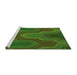 Sideview of Machine Washable Transitional Dark Lime Green Rug, wshpat333grn