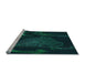 Sideview of Machine Washable Transitional Deep Teal Green Rug, wshpat3330lblu