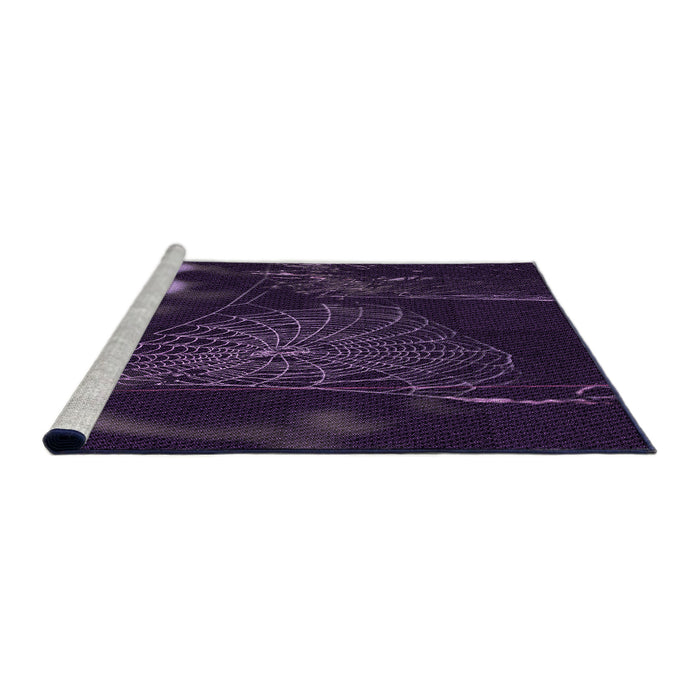 Sideview of Machine Washable Transitional Lilac Purple Rug, wshpat3330pur