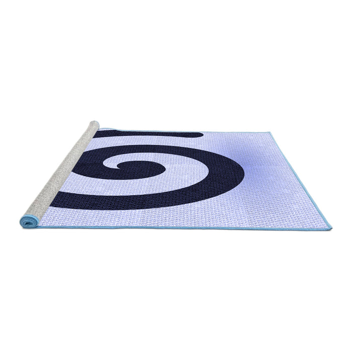 Sideview of Machine Washable Transitional Blue Rug, wshpat3331blu